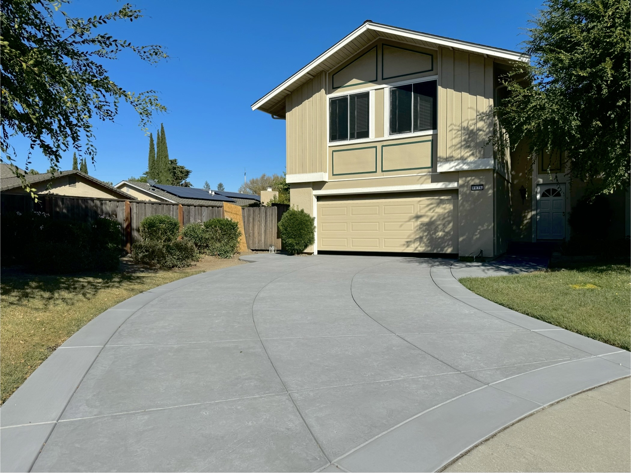Stamped driveway with borders in Pleasanton, CA.